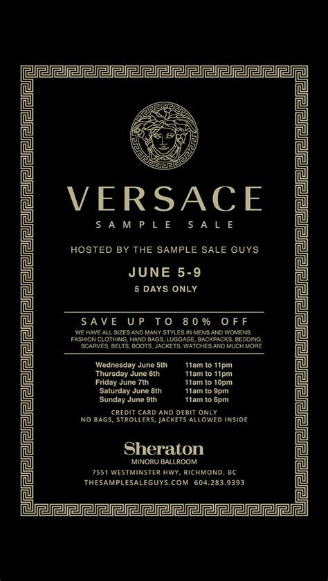 versace sample toronto|Versace sample sale 2024 locations.